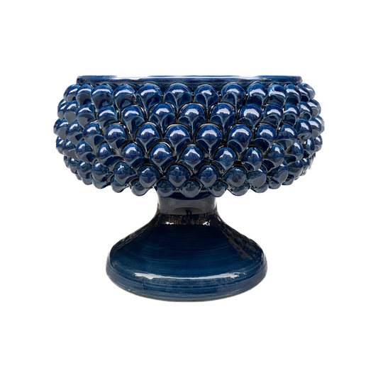 Centerpiece Round Pine Cone Stand Antique Blue