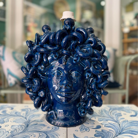 Medusa Head Lamp Antique Blue